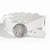 Cinturón Vaquero Occidental Transfronterizo Personalizado de Gama Alta con Remaches Redondos Empalmados Cinturón de Moda Retro Venta al por Mayor para Mujer