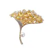 Broche Colorido de Hoja de Ginkgo de Cristal de Temporada, Accesorio para Traje y Vestido, Broche Exquisito Brillante en Stock