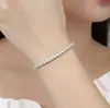 Producto de E-commerce Más Vendido Transfronterizo: Pulsera Hip-Hop Redonda de 4 mm con Cadena de una Sola Fila e Incrustaciones Completas de Diamantes, Joyería de Moda y Exquisita