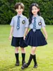 Conjunto Personalizado de Camiseta de Manga Curta Infantil, Conjunto de Duas Peças de Verão Estilo Britânico, Uniforme de Turma para Alunos do Ensino Fundamental, Uniforme Escolar, Roupa de Jardim de Infância