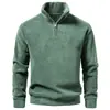 Nuevo Jersey Pullover para Hombre Otoño e Invierno, Sudadera con Media Cremallera, Chaqueta Oversize Versátil de Color Sólido, Forrada de Polar y Engrosada