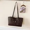 Bolso Vintage de Gran Capacidad para Mujer 2026 Nuevo de Moda Tendencia Estilo Coreano Bolso Tote Bolso de Hombro para Debajo del Brazo de Nicho Bolso Motociclista