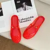 Zapatos de cristal populares transfronterizos, pantuflas planas caladas para mujer, nuevos zapatos de moda de verano para exteriores sin cordones, sandalias de punta cerrada para mujer