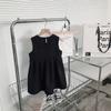 Agotado, No se resurtirá: ConjuntoJK para Niña, Conjunto de Dos Piezas con Camisa de Manga Larga Estilo Escolar y Vestido Chaleco para Bebé con Corbata de Moño Incluida