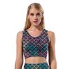 Roupas Europeias e Americanas Slim-fit com Estampa Digital no Umbigo para Mulheres, Coletes Esportivos de Yoga, Roupas Cos, Tops Fitness Estampados para Mulheres