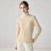 Novo suéter feminino de caxemira para outono e inverno com gola alta empilhada, macio e solto, suéter base de tricô pullover emagrecedor e versátil