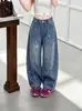 Pantalones vaqueros para niña, ropa de otoño, nuevos y elegantes pantalones anchos acampanados holgados para niños 2026, pantalones largos de primavera y otoño