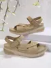 Sandalias de Talla Grande con Tira Cruzada y Suela Gruesa 2026 Verano Nueva Moda Cómodas con Velcro y Punta Abierta Sandalias de Tira Única