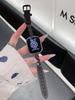 Correa de mezclilla con costuras de botón metálico y cuero para applewatch Apple Watch iwatch9 Generación 87654