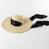 Sombrero de ala grande con diseño de domo de hierba de papel y tiras anchas, estilo europeo y americano, para mujer, para exteriores, playa, protector solar cóncavo, moderno