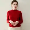 Suéter 100% Caxemira Pura para Mulheres no Outono e Inverno Novo Espessado Gola Alta Meia Tricô Base Solto com Efeito Emagrecedor Suéter Curto
