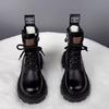 Más fáciles de combinar Botas Retro de Cuero Suave para Mujer 2025 Invierno Nuevas Estilo Británico Cuero Suave Suela Gruesa Tacón Medio Botas Cortas de Motociclista para Mujer