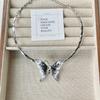 Collar de Mariposa de Cristal Dulce y Genial Y2K con Especias Diseño Nicho Lujo Ligero Collar Gargantilla Cadena Clavicular Mujer