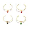 Estilo Retrô Europeu e Americano Colorido Divertido Pingente de Número Pulseira em Forma de C com Nó Banhada a Ouro 18K Doce Cool Color-Blocking Pulseira Aberta