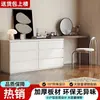 Tocador integrado estilo crema para dormitorio, tocador de esquina extensible, gabinete de almacenamiento para espacios pequeños