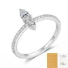 Anillo de Plata de Ley S925 con Forma de Gota de Agua y Moissanita para Mujer, Anillo Cerrado Totalmente de Moissanita Talla US, Venta Caliente Transfronteriza en Stock de Fábrica
