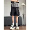 Shorts de Secagem Rápida Estilo Americano para Homens, Calça de Cinco Pontos com Bolso Grande para o Verão, Calça Cargo Casual de Perna Larga, Design de Marca Tendência