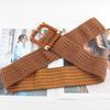 Cinturón ancho de punto de moda para mujer, falda, suéter, abrigo, sello de cintura, cinturón trenzado vintage decorativo, sello de cintura marrón y negro.