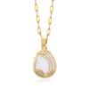 Nuevo collar de tulipán de acero de titanio con colgante de ópalo para mujer, elegante cadena de clavícula a juego, accesorios personalizados al por mayor