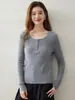 Suéter Básico de Punto Sin Costuras para Mujer, Cuello Redondo, Cremallera Media de 12 Calibres, Ajuste Delgado, Estilo Simple, Nuevo para Otoño 2026