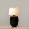 Lámpara de Mesa Recargable de Cerámica de Gama Alta Cubierta de Tela Vintage, Estilo Wabi-Sabi, Adecuada para Sala de Estar, Estudio, Dormitorio, Lámpara de Mesita de Noche, Luz Nocturna Pequeña de Mediados de Siglo
