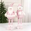 Ming Guan Estilo Novo Boneco Retrátil em Pé Homem Velho Boneco de Neve Boneca de Lantejoulas Rosa Decoração de Natal Decoração de Janela