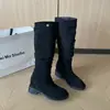 Botas de tacón alto estilo perezoso para mujer, nueva colección otoño/invierno 2026, tacón grueso estilo coreano, pierna ancha, botas plisadas