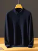 Suéter de imitación de alta calidad 100% cachemira pura para hombre, tejido de punto con cuello tipo polo, nuevo suéter liso de manga larga para otoño e invierno, camisa térmica base cálida