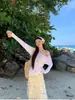 Blusa Sexy de Protección Solar Puro Deseo para Mujer Verano 2025 Nueva Camiseta Blanca de Manga Larga Top con Diseño de Hombro Asimétrico Chica Atrevida