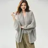Cárdigan de punto Kangbaolai 25% seda de morera 75% cachemira para mujer, con diseño de cuello halter, corte holgado y mangas anchas, adecuado como suéter o prenda exterior