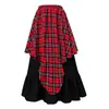 Comércio Exterior Transfronteiriço Retrô Medieval Grande Saia Rodada Xadrez Vermelho e Branco Irregular Saia Longa Cintura Alta Conjunto para Mulheres