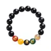 Taobao Venda Quente Pulseira de Obsidiana Contas de Obsidiana Dourada Pulseira da Fortuna dos Cinco Deuses da Riqueza Masculina Presente Feminino Atacado
