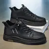 Zapatos de Hombre Primavera y Otoño Nuevo Estilo Transpirables Botas de Caña Alta tipo Martin Zapatos de Cuero Casual de Negocios para Hombre Tenis Deportivos Impermeables con Suela Gruesa para Hombre