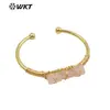 B615 pulsera de apertura ajustable con incrustaciones de gemas pequeñas cuadradas multicolor opcional para amantes accesorios de joyería artística