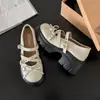 Sapatos Mary Jane de Couro Macio com Laço e Sola Grossa Sapatos Pequenos de Couro Femininos 2026 Verão Outono Novo Estilo com Saias Estilo College Sapatos Individuais