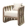 Sofá de Ratán para Exteriores Terraza Jardín Patio Balcón Set de Mesa de Café Aleación de Aluminio Mueble Individual Balcón de Hotel