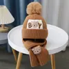 Conjunto de Bufanda Cálida de Algodón Puro para Otoño e Invierno para Niños Mayores, Niños y Niñas, con Gorro de Lana Interior, Conjunto de Dos Piezas para Bebés