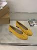 THEDOUDOU Sapatos de Bico Redondo com Laço Delicado Estilo Coreano Feminino Primavera Verão Sapatilhas Elegantes de Camurça de Boca Baixa