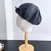 Gorra de Boina Plaid Suelta Japonesa para Mujer, Cálida Gorra Octogonal Académica de Lana Mezclada para Otoño/Invierno con Visera Plana