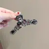 Pinza de Pelo de Flor de Cristal de Gama Alta Estilo Francés para Mujer, Modelo Nuevo para la Parte Trasera de la Cabeza, Pinza de Tiburón para Semirecogido para Cabello Fino, Accesorio para el Cabello