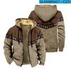 Jaqueta Acolchoada de Algodão Quente Forrada com Lã Grossa Estilo Étnico Transfronteiriço Temporada Dupla Camada Interior Veludo Grosso Jaqueta Acolchoada de Algodão Zíper Bolso Escavado Jaqueta Acolchoada de Algodão Quente
