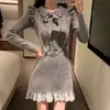 Vestido Suéter de Tricô com Cadarço, Design Coreano de Alta Qualidade, Elegante e Deslumbrante para a Primavera, Adequado para Figuras Baixas