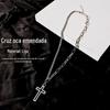 Colar Múltiplas Camadas com Pingente de Cruz Estilo Europeu e Americano Minimalista para Homens e Mulheres Corrente de Suéter Moda Tendência Hip-Hop