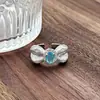 Anillo Abierto Azul Marino de Zirconia Dulce y Lujoso Super Brillante Estilo Ins Nicho de Gama Alta Apilable Anillo Tesoro Multicolor para Mujeres