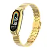Adequado para Pulseira Xiaomi Mi Band 8, Pulseira Estilo Fivela de Elo de Bambu em Aço Inoxidável, Caixa de Metal, Pulseira Xiaomi Mi Band 7