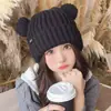 Bonito Gorro de Punto de Oso para Mujer, Otoño e Invierno, Moderno, Engrosado, Cálido, con Borde Enrollado, a Prueba de Viento