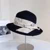 Sombrero de Pescador con Lazo Estampado de Tinta Estilo Chino para Mujer Verano Protección Solar Sombrero de Paja Sombrero de Playa Costero Nuevo Sombrero de Cubeta Estilo Chino