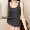 Camisole 100% Lã com Gola U para Mulheres, Início da Primavera 2026, Fina e Ajustada ao Corpo, com Bojos Embutidos