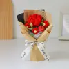 Buquê de Formatura de Rosas e Girassóis, Flor Puff de Crochê de Lã Finalizada, Presente para Namorada, Professor, Presente de Aniversário