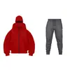 Nova Temporada Moletom com Capuz Duplo e Zíper DIY Liso Masculino Feminino Outono Inverno Conjunto de Calça de Moletom com Capuz e Zíper para Casal